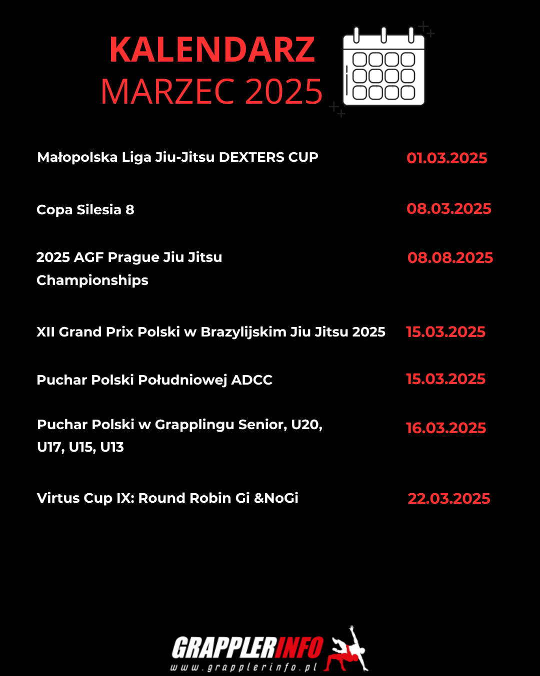 Kalendarz zawodów – marzec 2025